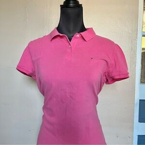 Y2k baby pink Tommy Hilfiger fitted polo shirt